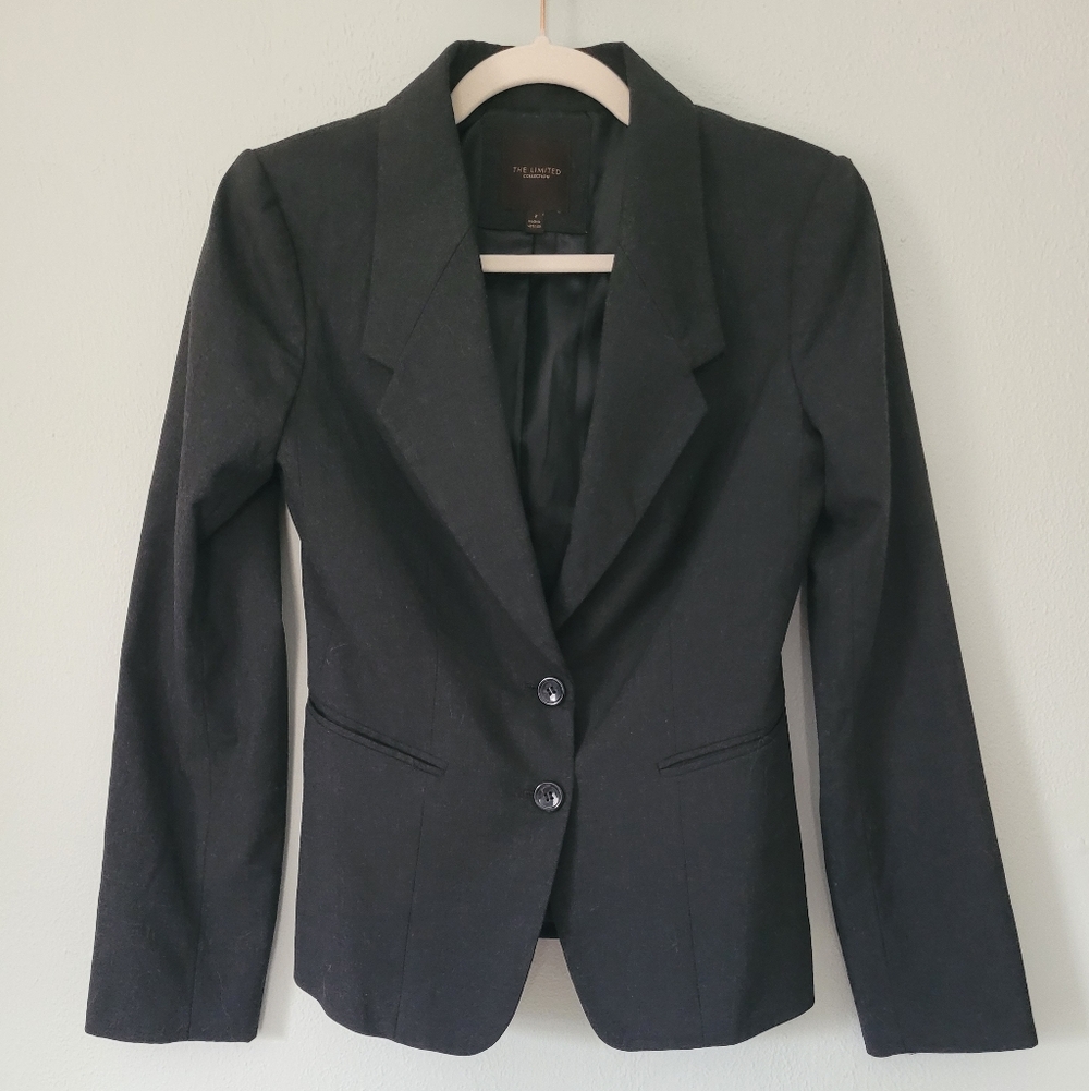 Charcoal Grey Women's Two-Button Tailored Blazer - The Limited - Size 2